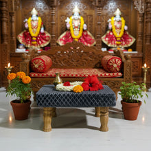 Load image into Gallery viewer, Small Chowki/Stool Square Utility Padded Natural Finish - Gray (4-Leg)
