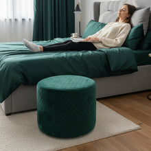 Load image into Gallery viewer, Round Utility Padded Stool/ Ottoman - 4 Leg, Teal color
