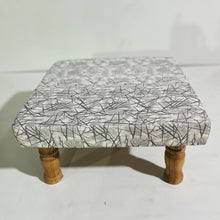 Load image into Gallery viewer, Small Chowki/Stool Square Utility Padded Natural Finish - Gray/white (4-Leg)
