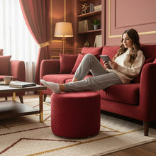 Load image into Gallery viewer, Round Utility Padded Stool/ Ottoman - 4 Leg, Maroon color
