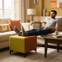 Load image into Gallery viewer, Square Utility Padded Stool/ Ottoman - 4 Leg, Mustard with Yellow
