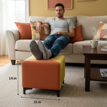Load image into Gallery viewer, Square Utility Padded Stool/ Ottoman - 4 Leg, Mustard with Yellow

