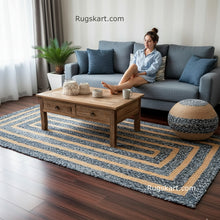 Load image into Gallery viewer, Braided Denim With Natural Jute Latest Pattern Area Rug/Mat/Carpet
