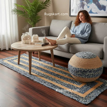 Load image into Gallery viewer, Braided Denim With Natural Jute Latest Pattern Area Rug/Mat/Carpet
