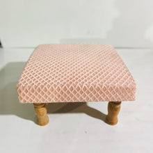 Load image into Gallery viewer, Small Chowki/Stool Square Utility Padded Natural Finish - Pink (4-Leg)
