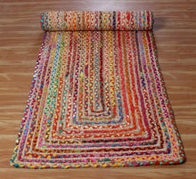 Load image into Gallery viewer, Multi color Braided Natural Jute &amp; Multi Cotton Bedside Runner
