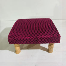 Load image into Gallery viewer, Small Chowki/Stool Square Utility Padded Natural Finish - Purple (4-Leg)

