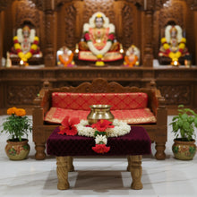 Load image into Gallery viewer, Small Chowki/Stool Square Utility Padded Natural Finish - Purple (4-Leg)

