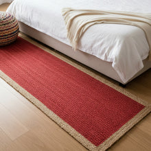 Load image into Gallery viewer, Braided Natural Jute &amp; Red Cotton Bedside Runner
