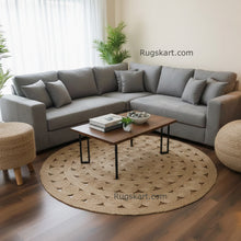 Load image into Gallery viewer, Natural Jute Beige Floor Baho Round Hand-Woven Area Rug/Carpet/Mat

