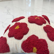 Load image into Gallery viewer, Handcrafted Punch Needle Embroidered Cushion Cover - Red Floral
