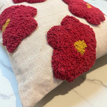 Load image into Gallery viewer, Handcrafted Punch Needle Embroidered Cushion Cover - Red Flower
