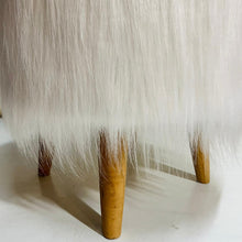 Load image into Gallery viewer, Bohemian Home Round Utility Padded Stool/ Ottoman Natural Finish - 4 Leg, White Faux Fur
