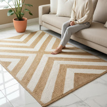 Load image into Gallery viewer, Braided Natural White Geometric Jute hand-woven Area Rug/carpet
