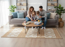 Load image into Gallery viewer, Braided Natural  Cotton Diamond Design Area carpet
