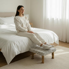 Load image into Gallery viewer, Small Chowki/Stool Square Utility Padded Natural Finish - White Texture (4-Leg)
