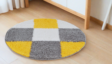 Load image into Gallery viewer, Yellow with Grey - Premium Round Shaggy Rug
