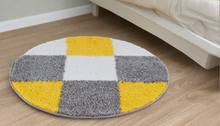 Load image into Gallery viewer, Yellow with Grey - Premium Round Shaggy Rug
