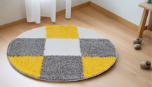 Load image into Gallery viewer, Yellow with Grey - Premium Round Shaggy Rug
