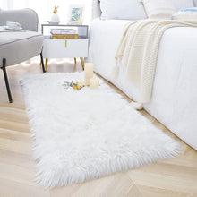 Load image into Gallery viewer, White Bedside Faux Fur Runner, Luxury Fluffy Runner - 60x150 Cm
