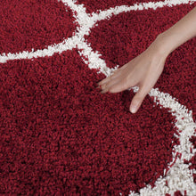 Load image into Gallery viewer, Ivory &amp; Red - Premium Soft Modern  Round Shaggy Rug
