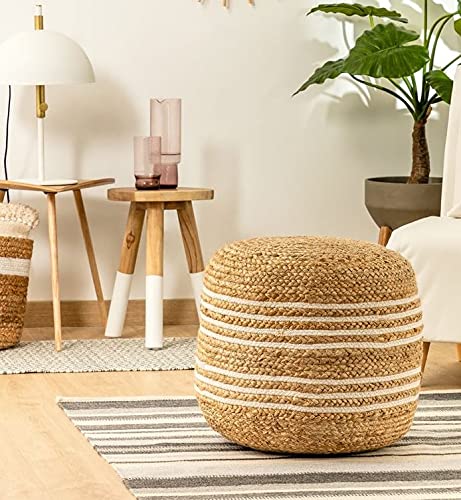 White Natural Jute Pouf/Ottoman
