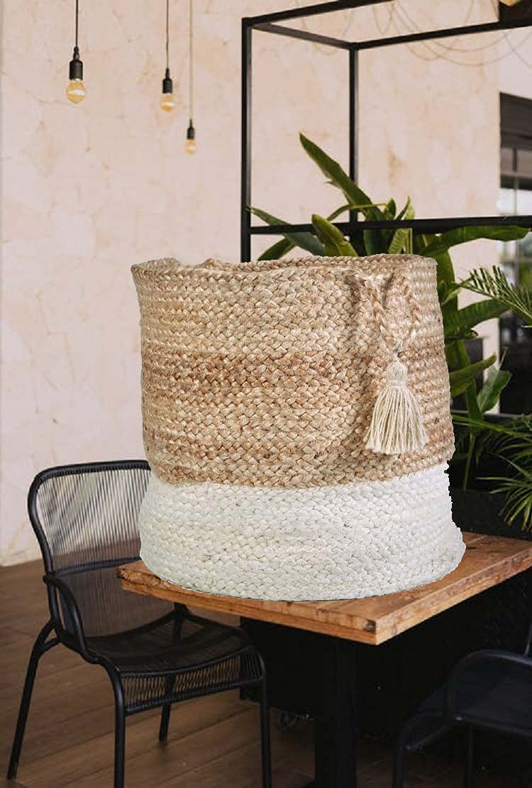 Jute & White - Planter Pots/Storage Basket
