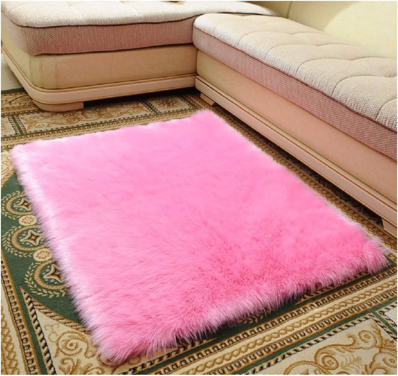 Pink Faux Fur Rug Luxury Fluffy Rugs Rugskart pink-faux-fur-rug-luxury-fluffy-rugs-rugskart