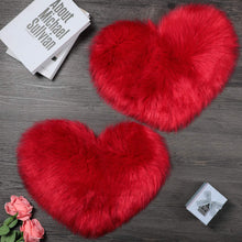 Load image into Gallery viewer, 2 Pieces Fluffy Faux Area Rug Heart Shaped Rug for Home  - Red
