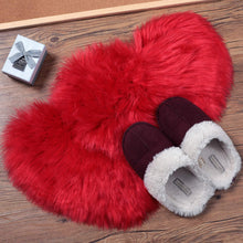 Load image into Gallery viewer, 2 Pieces Fluffy Faux Area Rug Heart Shaped Rug for Home  - Red
