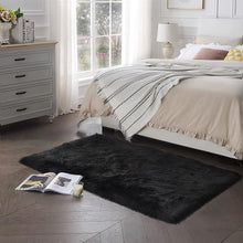 Load image into Gallery viewer, Black Faux Fur Rug, Luxury Fluffy Rugs
