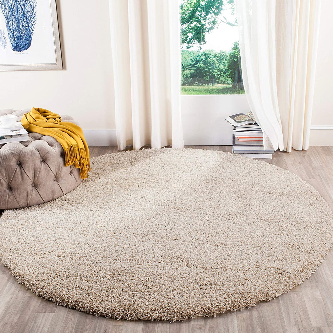 Ivory Plain - Premium Round Shaggy Rug