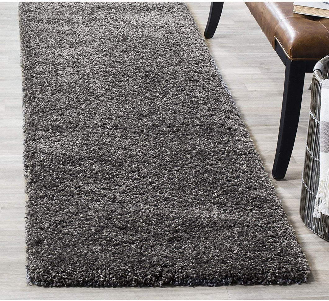 Silver Plain Soft Shaggy Bedside runner