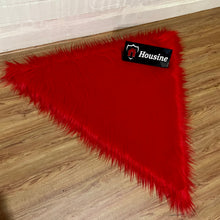 Load image into Gallery viewer, Red Triangle Faux Fur Rug, Luxury Fluffy Area Rug - 90x90 cm
