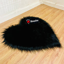 Load image into Gallery viewer, 2 Pieces Fluffy Faux Area Rug Heart Shaped Rug for Home  - Black
