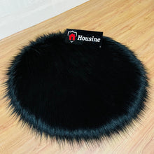Load image into Gallery viewer, Black Round Faux Fur Rug, Luxury Fluffy Area Rug - 80x80 cm
