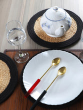 Load image into Gallery viewer, Natural Black with Jute Hand Braided Table Mats - 15” Diameter - 38cm
