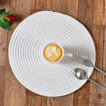 Load image into Gallery viewer, white Cotton Hand Braided Table Mats - 15” Diameter - 38cm
