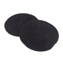Load image into Gallery viewer, Black Cotton Hand Braided Table Mats - 15” Diameter - 38cm
