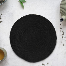 Load image into Gallery viewer, Black Cotton Hand Braided Table Mats - 15” Diameter - 38cm
