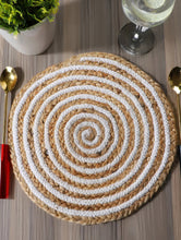 Load image into Gallery viewer, White &amp; Jute Hand Braided Table Mats - 15” Diameter - 38cm
