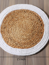 Load image into Gallery viewer, Jute &amp; White Hand Braided Table Mats - 15” Diameter - 38cm
