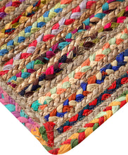 Load image into Gallery viewer, Braided Natural Jute &amp; Multi Cotton Collection Classic Hand Woven Area Rug
