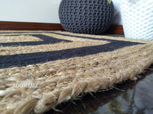 Load image into Gallery viewer, Braided Natural Jute with Black Cotton Collection Hand Woven Area Rug
