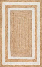 Load image into Gallery viewer, Braided Natural Jute With White Cotton Rug
