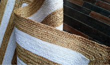 Load image into Gallery viewer, Braided Natural Jute With White Cotton Rug
