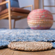 Load image into Gallery viewer, Braided Jute &amp; Denim Collection Classic Hand Woven Area Rug
