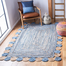 Load image into Gallery viewer, Braided Jute &amp; Denim Collection Classic Hand Woven Area Rug
