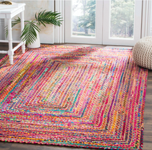 Load image into Gallery viewer, Natural Jute with Multicolor cotton Classic Hand Woven Area Rug
