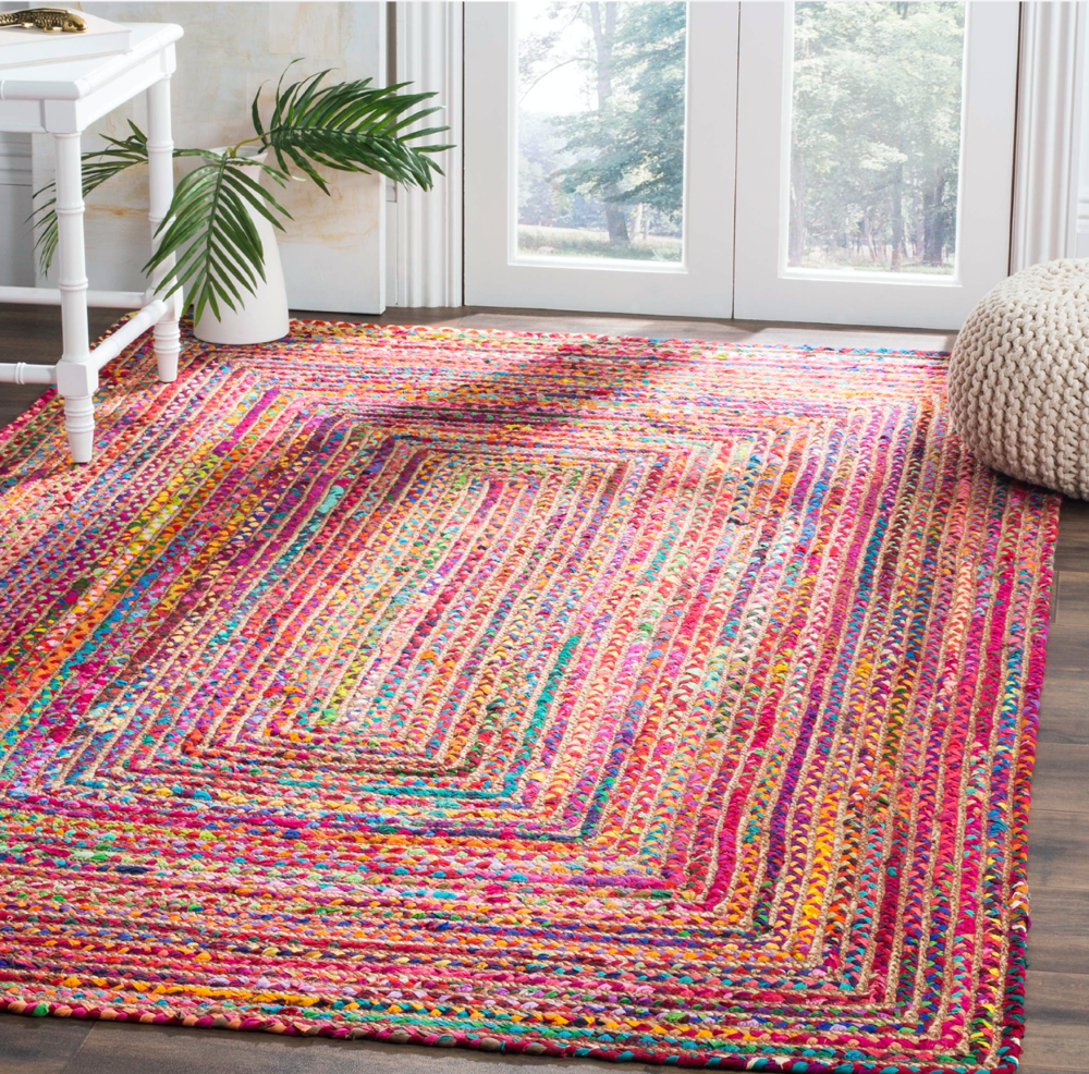 Natural Jute with Multicolor cotton Classic Hand Woven Area Rug